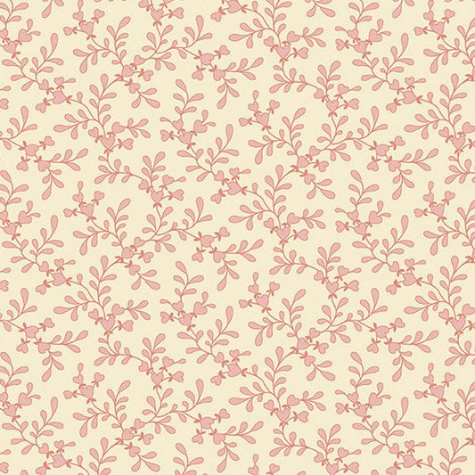Pattern of pink leaves on a beige background