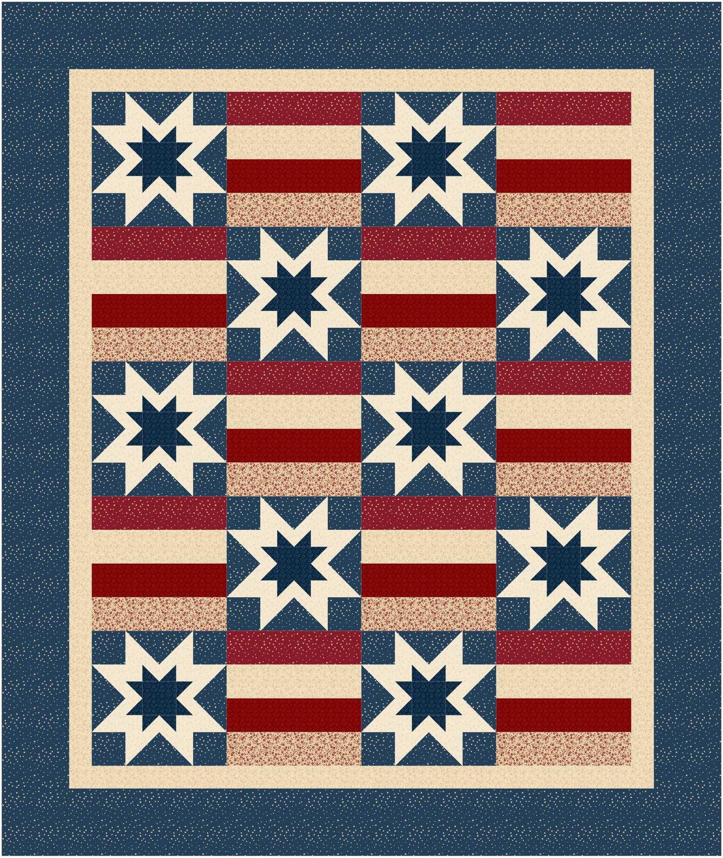 Quilt with star pattern on a blue background