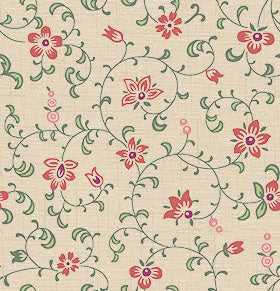 Floral pattern with pink and green flowers on a beige background