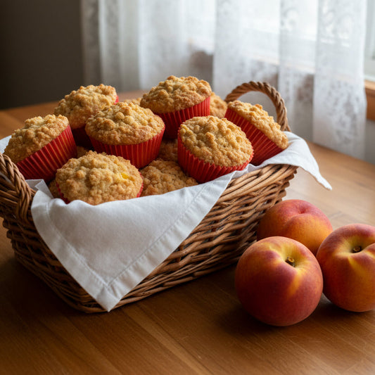 Peach & Brown Butter Crumb Muffins
