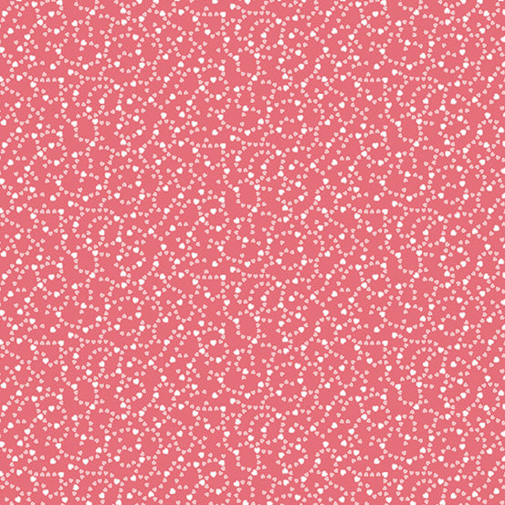 Pink fabric with white floral pattern