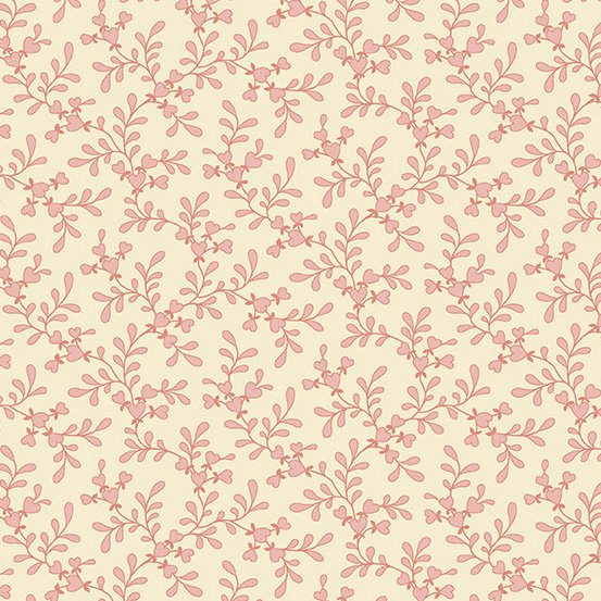 Pattern of pink leaves on a beige background