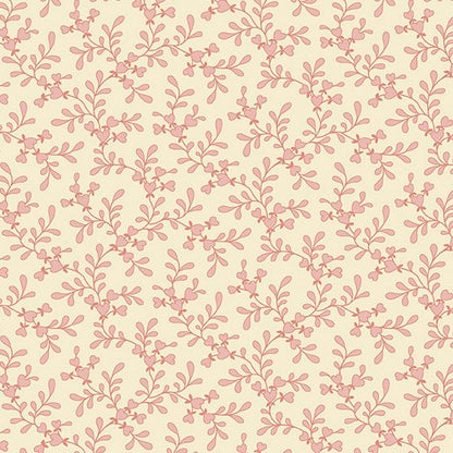 Pattern of pink leaves on a beige background