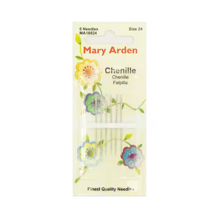 Pack of Mary Arden chenille needles with floral design on packaging