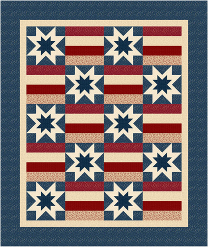 Quilt with star pattern on a blue background