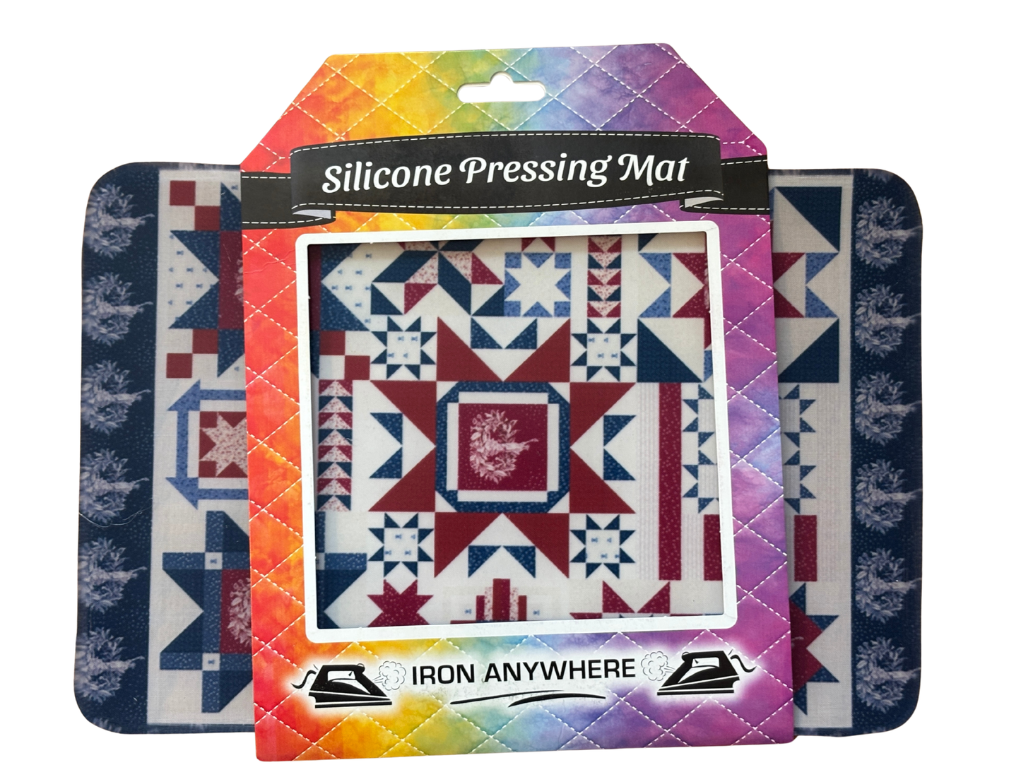 Silicone pressing mat with quilted design and colorful packaging