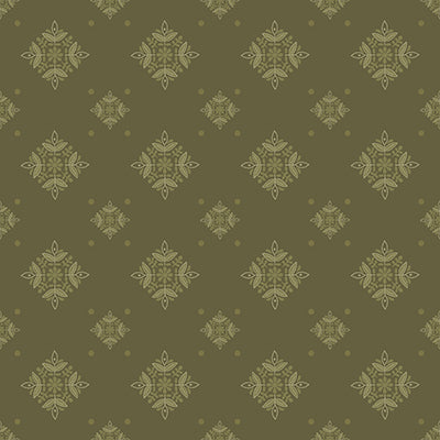 Pattern of decorative shapes on a green background