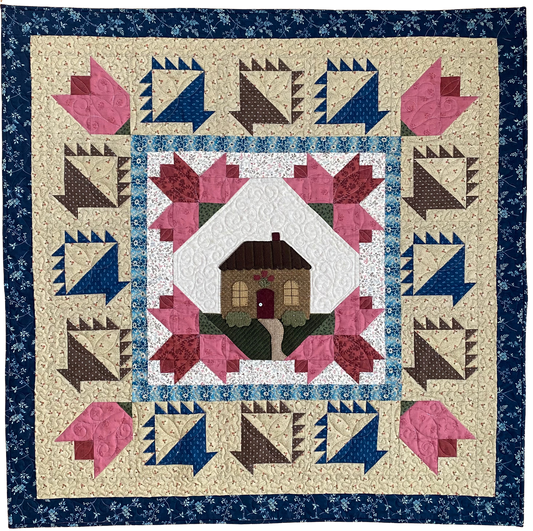 Springtime at Tulip Cottage Wool Center Kit