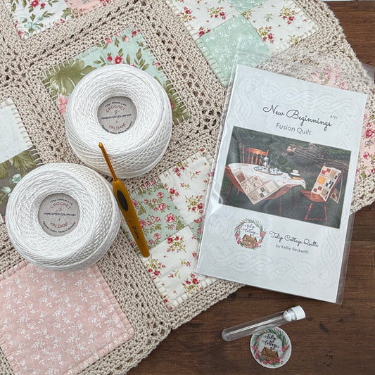 New Beginnings Crochet Fusion Quilt Kit with Valdani Crochet Thread