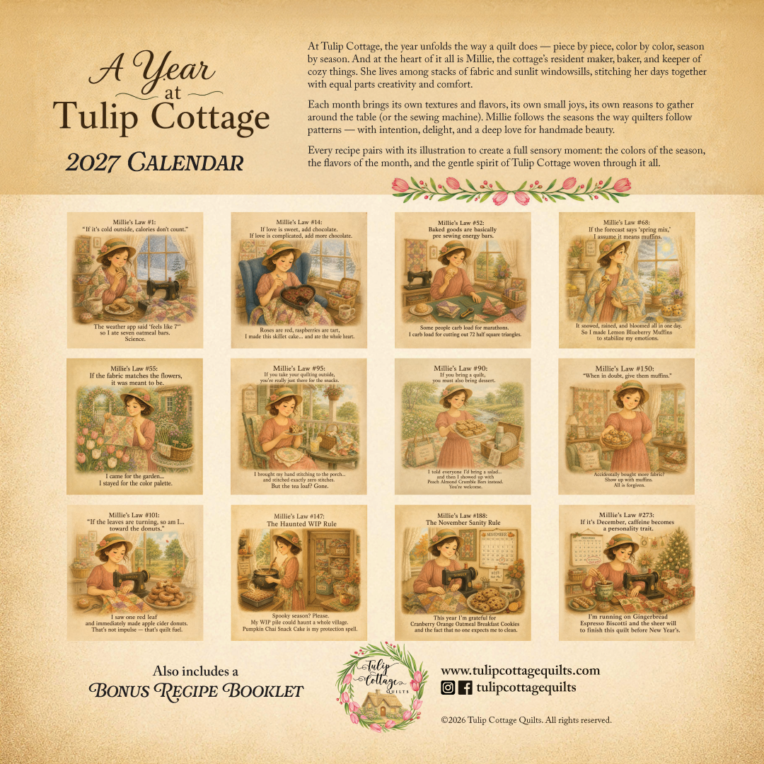 A Year at Tulip Cottage 2027 Wall Calendar