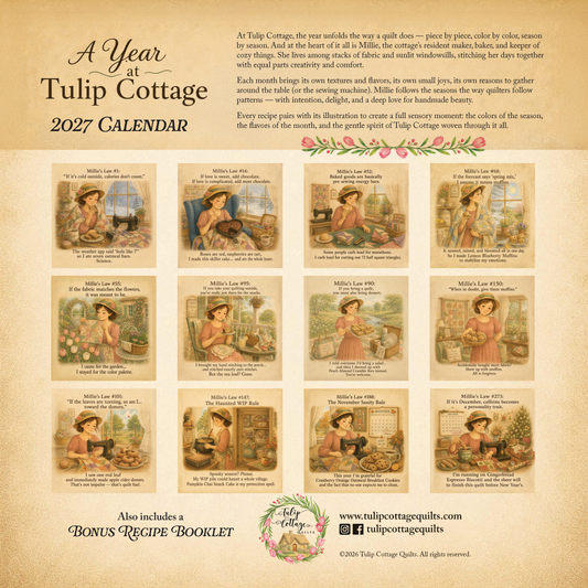 A Year at Tulip Cottage 2027 Wall Calendar