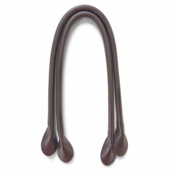 Pair of brown leather handles on a white background