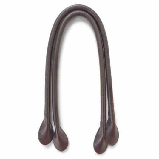 Pair of brown leather handles on a white background