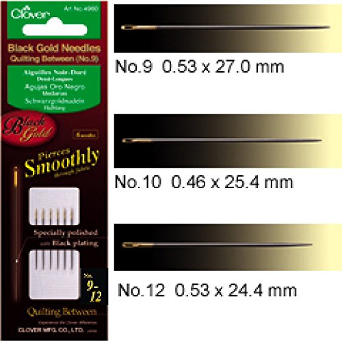 Clover Black Gold Quilting Between Needles - No. 9, 10, 12