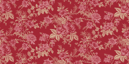 pink and red toile floral print fabric