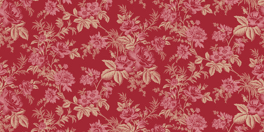 pink and red toile floral print fabric